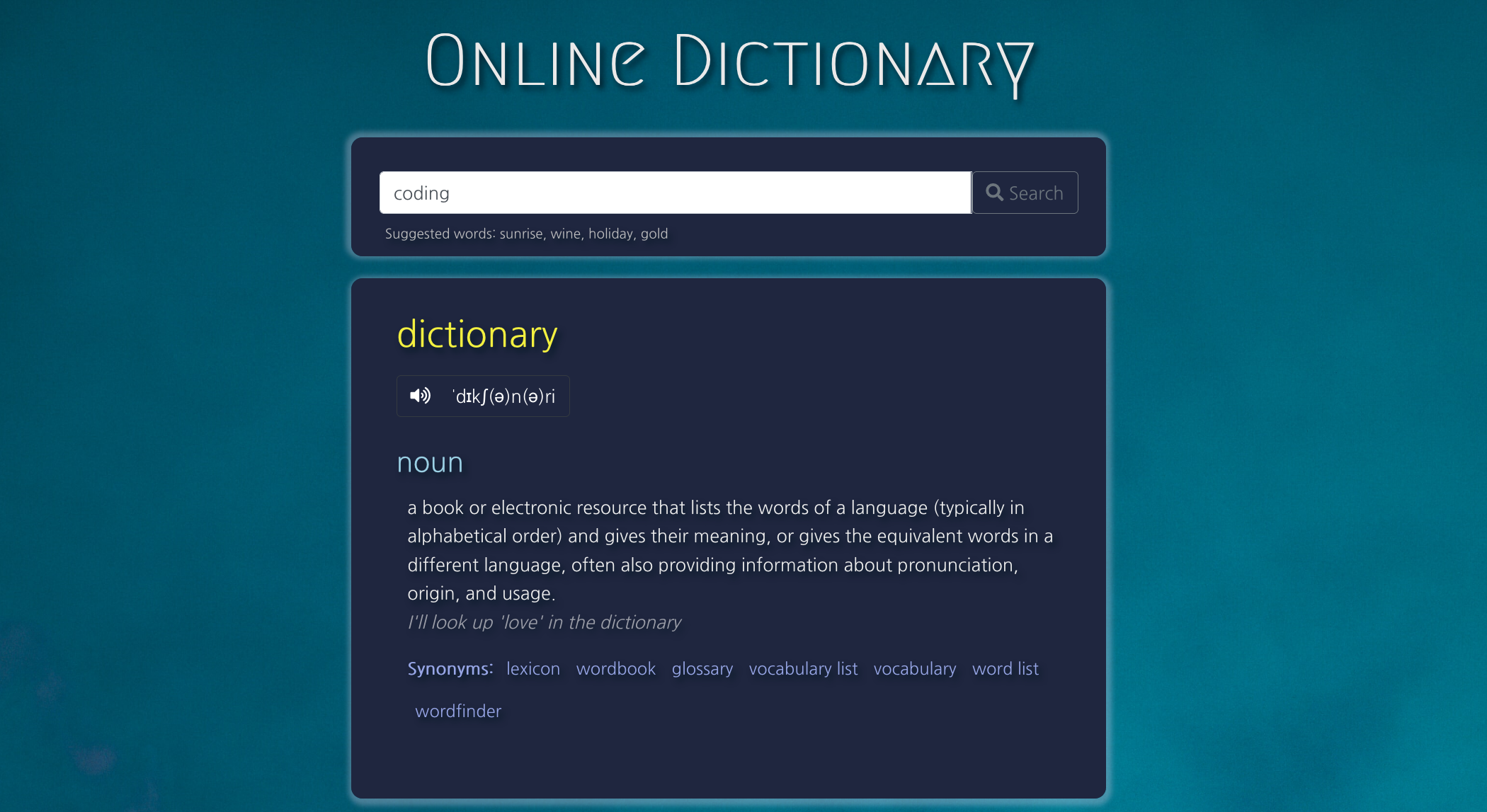 dictionary project